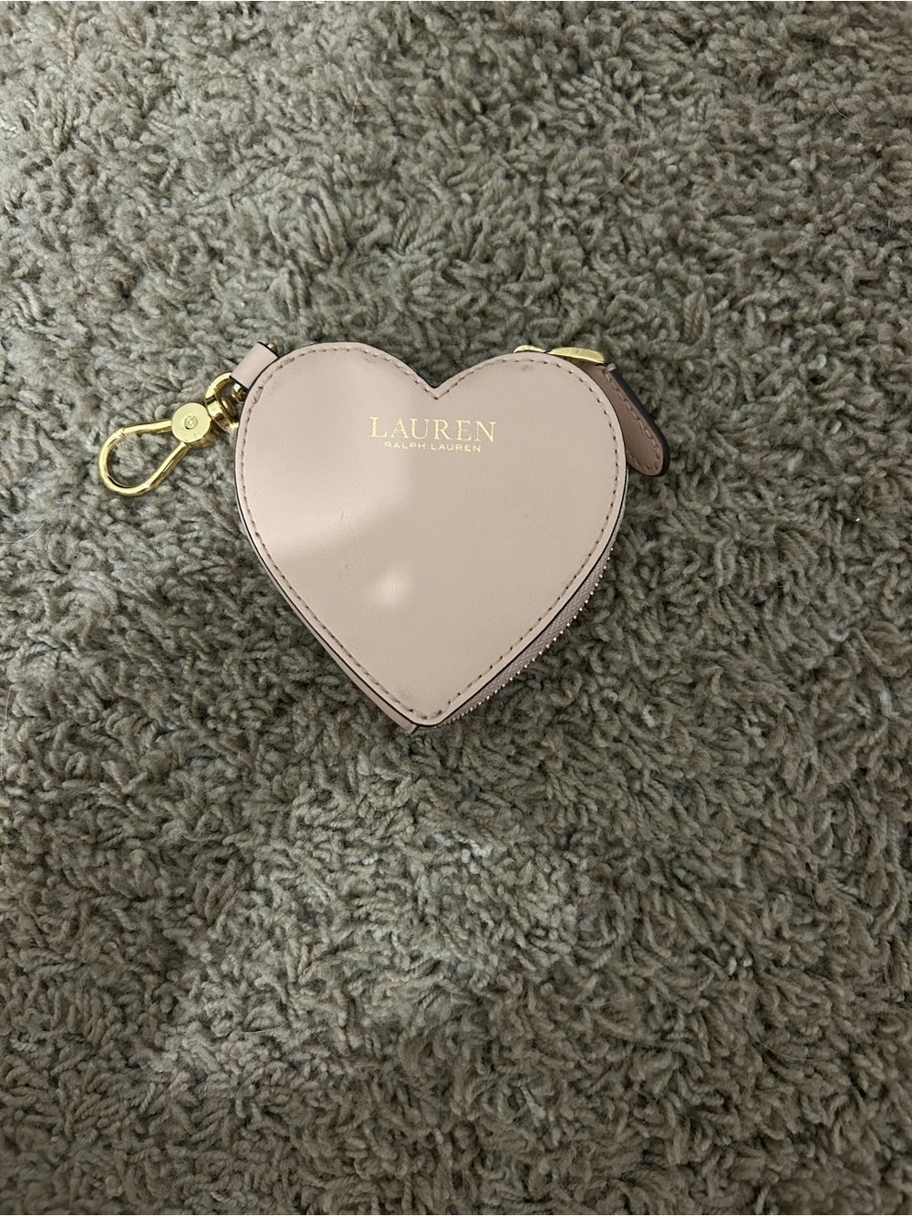 Lauren Ralph Lauren Blush Heart Coin Pouch with Gold Hardware